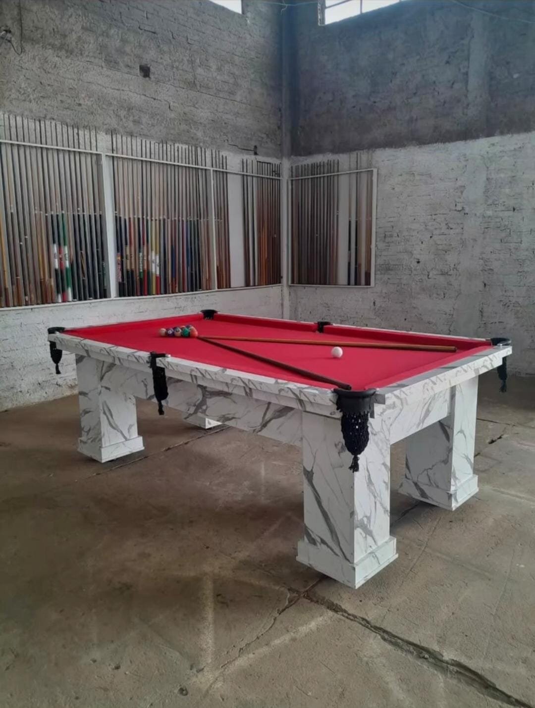 Mesa de Bilhar Cor Vulcano Tecido Vermelho 1.20x2.20